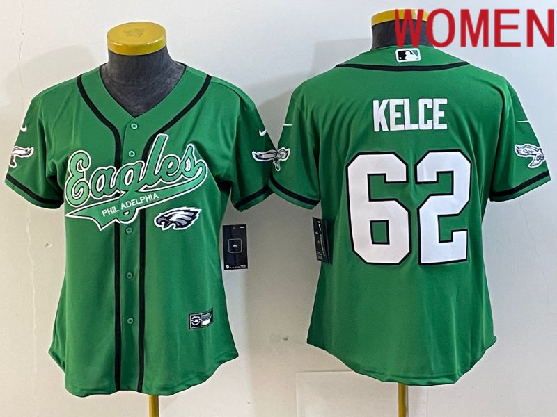 Women Philadelphia Eagles #62 Kelce Green Nike 2023 Co Branding Game NFL Jersey style 3
